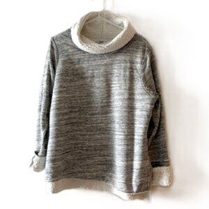 Sonoma Goods for Life Gray and White Fleece Lined Turtleneck Sweatshirt
